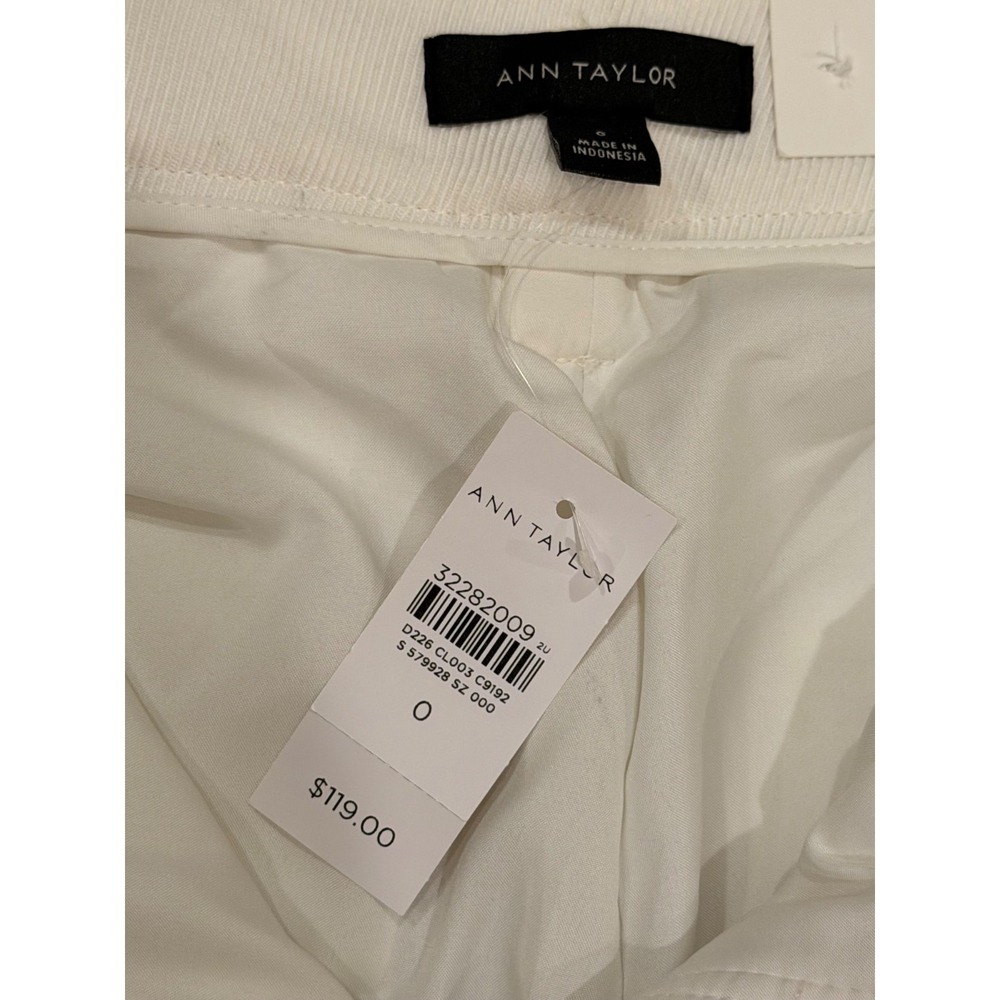 Ann Taylor Womens High Rise Belted Flare Leg Trousers Winter White Size 0 NWT - Picture 3 of 8